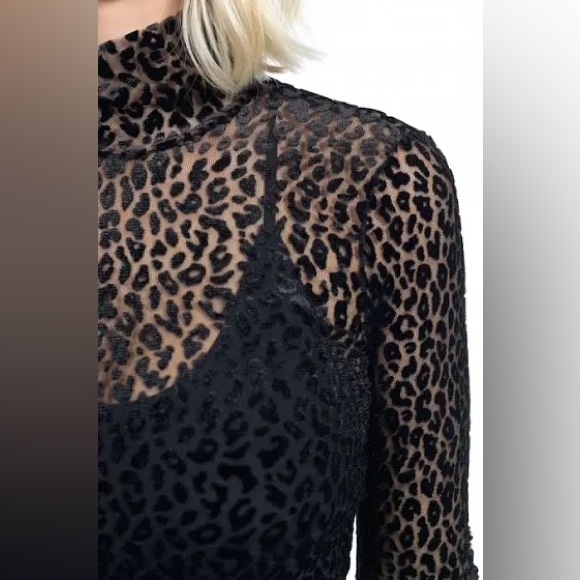 Marc Cain black sheer soft animal print top - size N6 / US 14 - new with tags - Picture 6 of 14